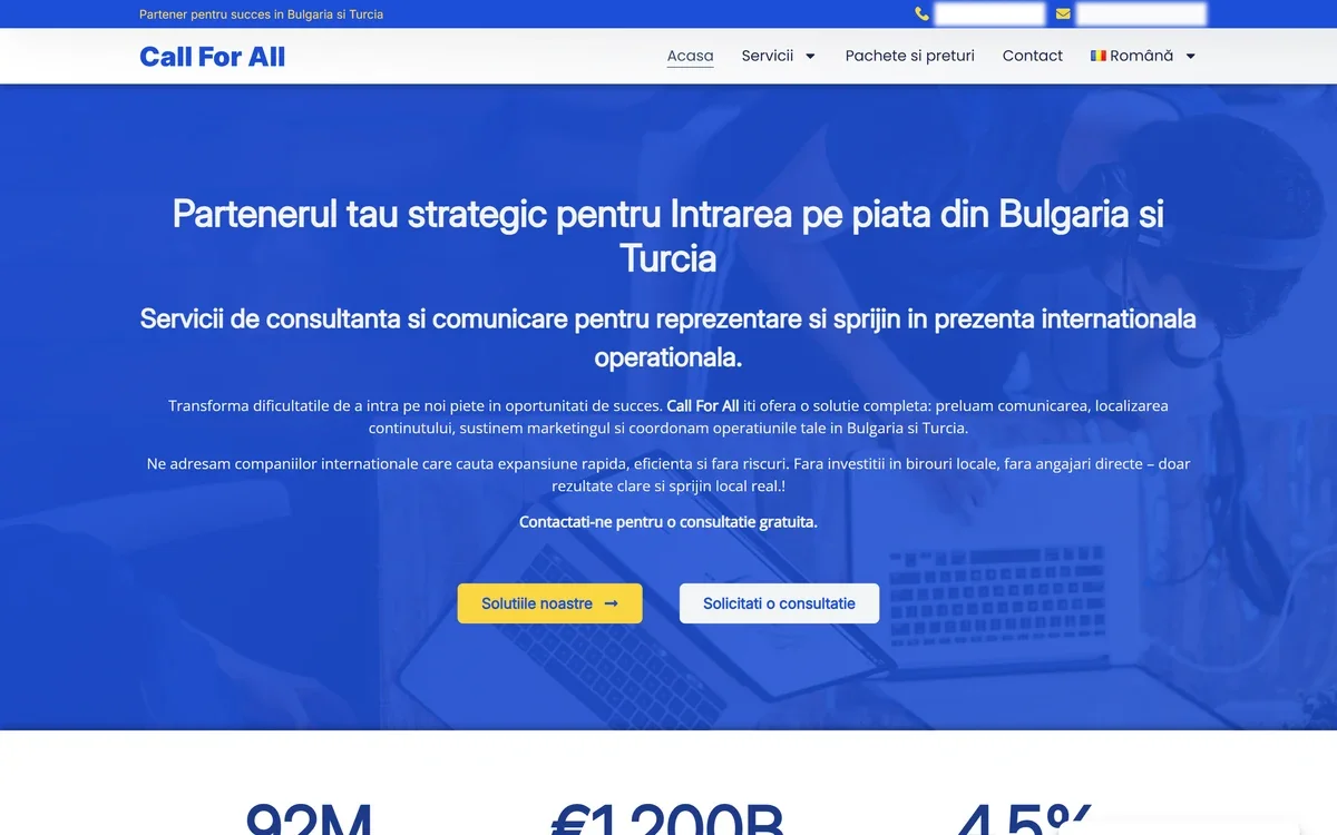 Current Romanian-language Call For All homepage