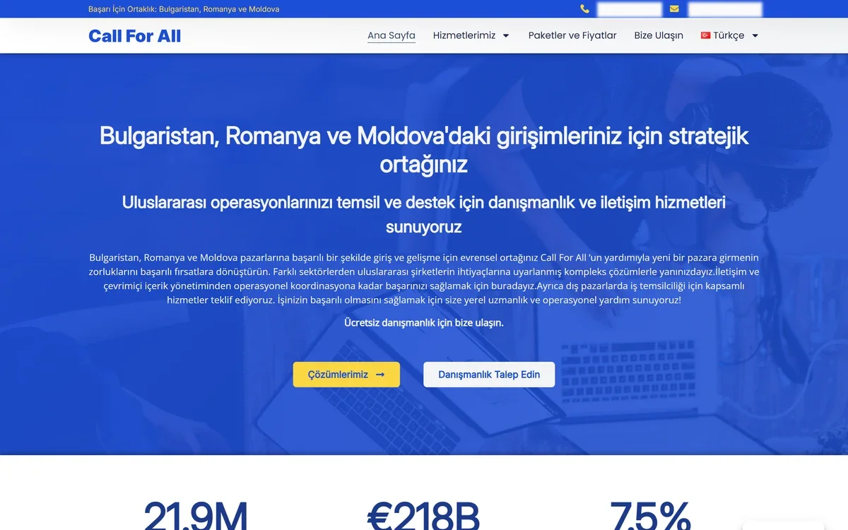 Current Turkish-language Call For All homepage