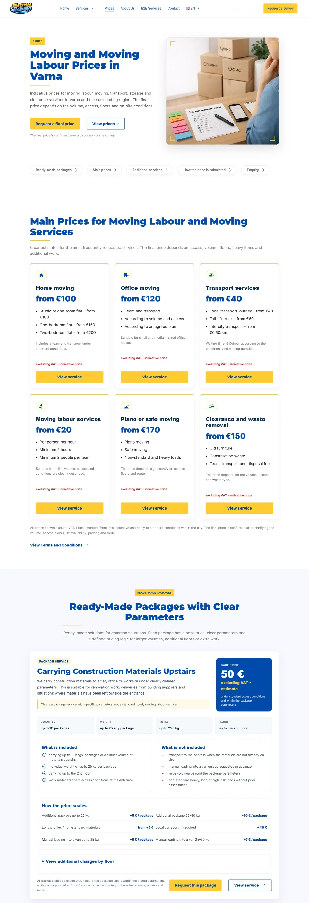 Current Mestimvsichko package and pricing presentation